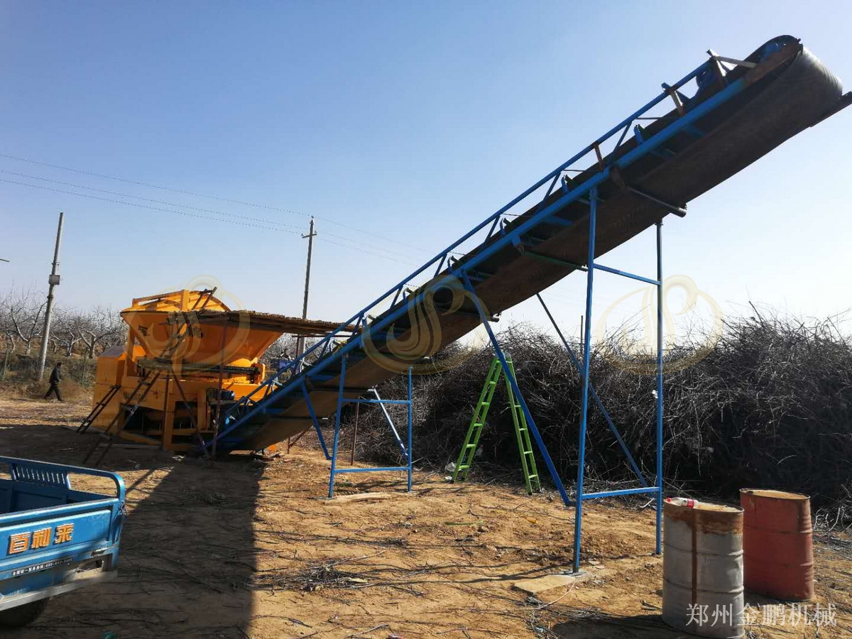 郑州金鹏树根破碎机用于林区大尺寸硬质木料预粉碎处理